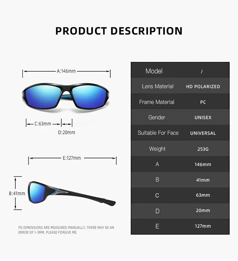 Fashion Outdoor Sports Polarized Sunglasses Men Women Cycling Climbing Skiing Fishing Driving Retro Sun Glasses UV400 Eyewear
