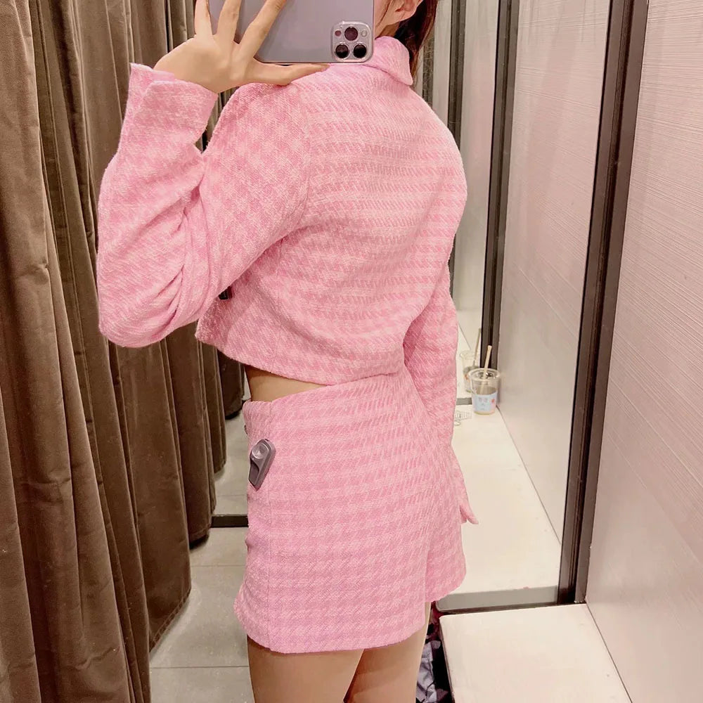 Klacwaya Tweed Set 2 Piece Chic Blazer Women Suit Shorts Sets Women 2022 Suit With Shorts For Women Female Suits