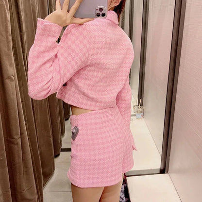 Klacwaya Tweed Set 2 Piece Chic Blazer Women Suit Shorts Sets Women 2022 Suit With Shorts For Women Female Suits