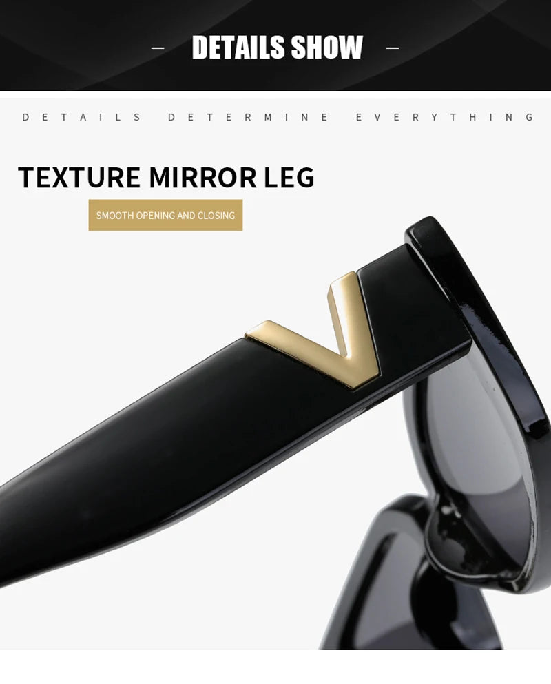 Fashion Cat Eye Sunglasses Luxury V Sun Glasses For Ladies Classic Rectangle Driving Eyewear UV400