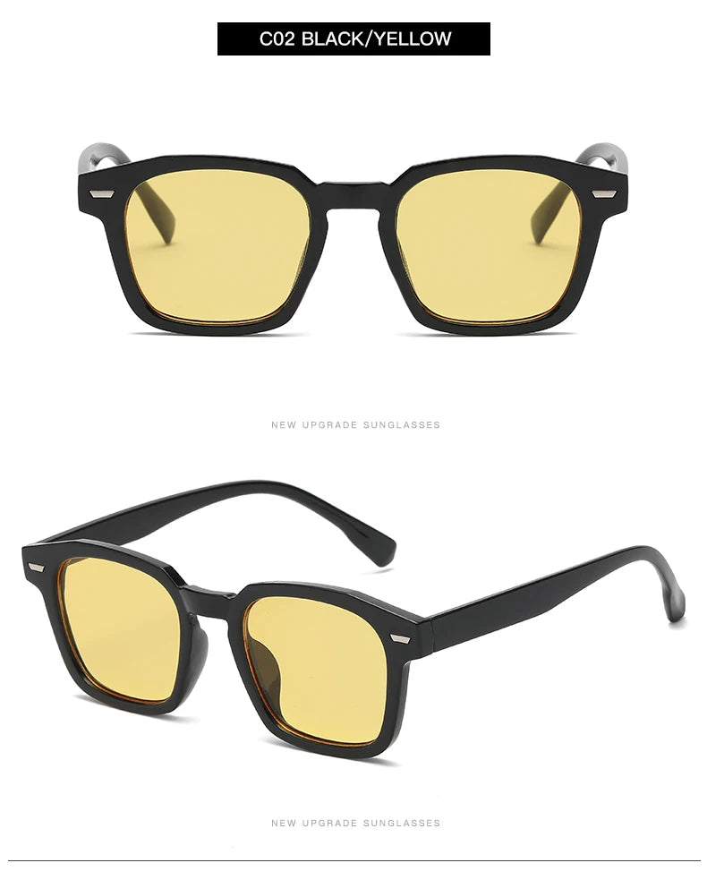 Popular Women's Sunglasses Trend Vintage Square Frame Black Yellow Sun Glasses Fashion Women Eyeglasses Ladies Eyewear