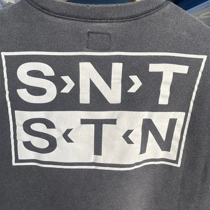 Casual Men Women Cracked Letters Printing Best Quality Saint Sweatshirt Vintage Washed Black Loose Cotton Long Sleeve Pullover