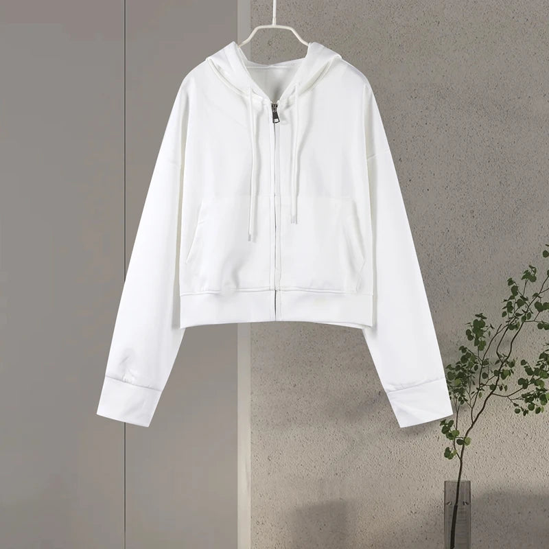 Casual Women's Tracksuit With Hat Zipper Full Sleeve Coat Loose Pants Solid Two Pieces Female Sets 2025 Autumn Sport Lady Suit