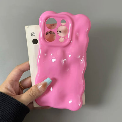 Candy Color Glossy 3D Meteorite Pattern For iPhone 16 Pro Max 17 Air 15 Plus 13 14 12 11 Shockproof Back Cover