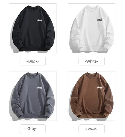 2024 Spring Autumn New Men Casual Sweatshirts Harajuku Loose Streetwear Tops O Neck Pullover Hoody Solid Mens Sweatshirts M-3XL