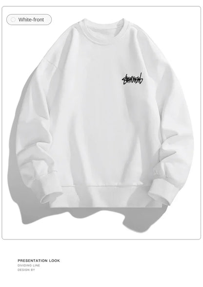 2024 Spring Autumn New Men Casual Sweatshirts Harajuku Loose Streetwear Tops O Neck Pullover Hoody Solid Mens Sweatshirts M-3XL