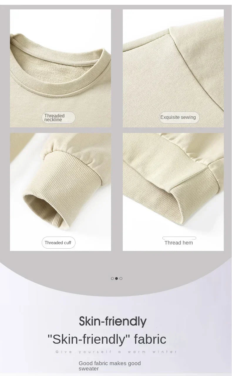 2024 Spring Autumn New Men Casual Sweatshirts Harajuku Loose Streetwear Tops O Neck Pullover Hoody Solid Mens Sweatshirts M-3XL