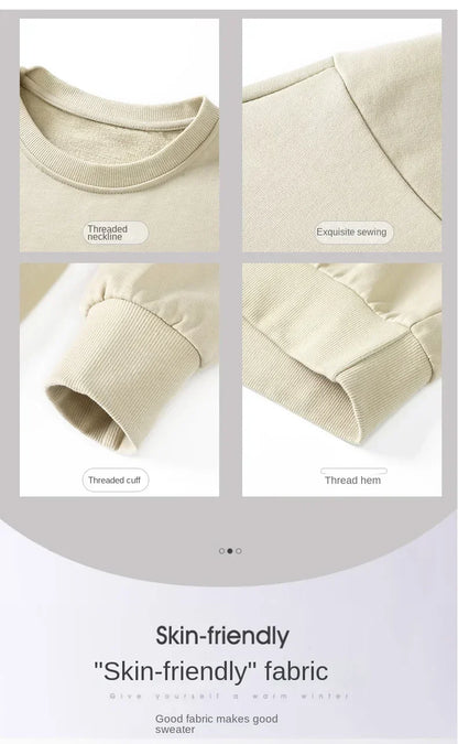 2024 Spring Autumn New Men Casual Sweatshirts Harajuku Loose Streetwear Tops O Neck Pullover Hoody Solid Mens Sweatshirts M-3XL