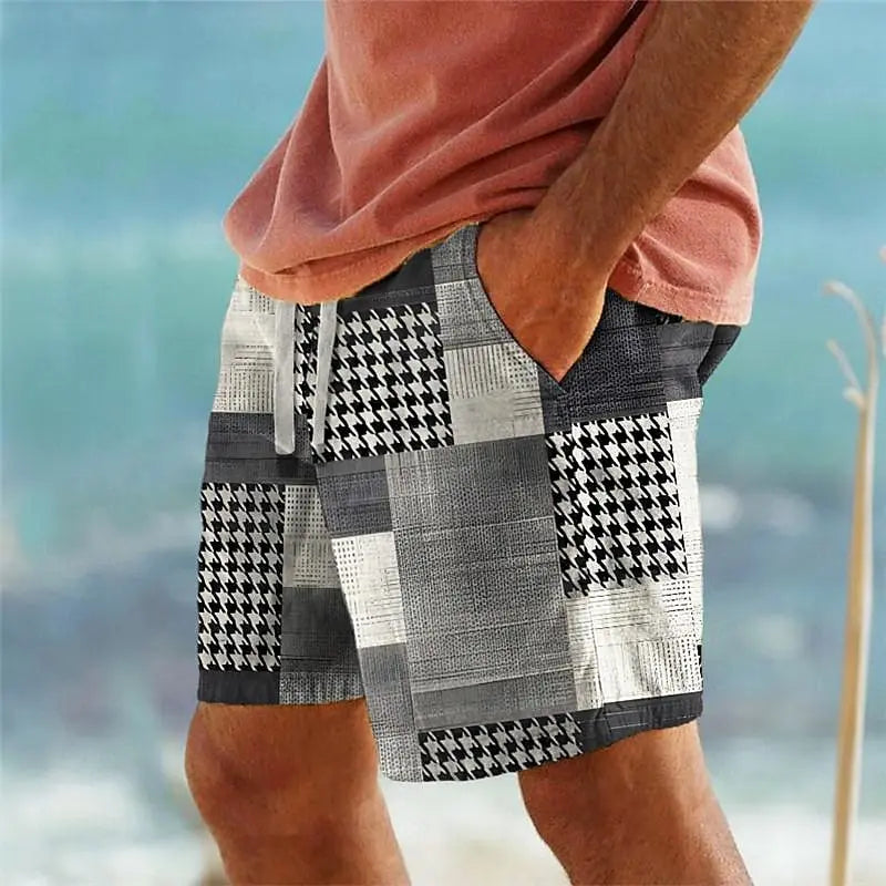 Hawaiian Swim Trunks 3D Plaid