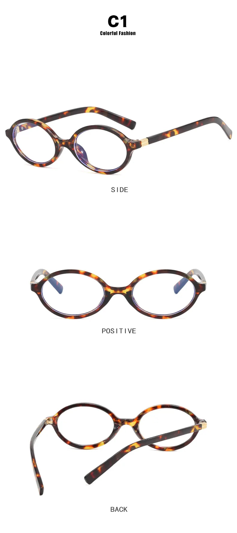 Vintage Oval Sunglasses NEW Women Luxury Brand Designer Small Oval Anti Blue Light Glasses Retro Fashion Men Leopard Eyegalsses