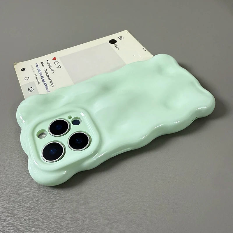 Candy Color Glossy 3D Meteorite Pattern For iPhone 16 Pro Max 17 Air 15 Plus 13 14 12 11 Shockproof Back Cover