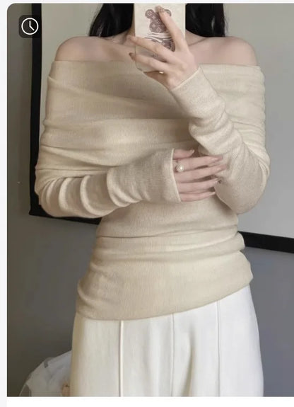 Gentle Temperament Long Sleeve Knitted Sweater
