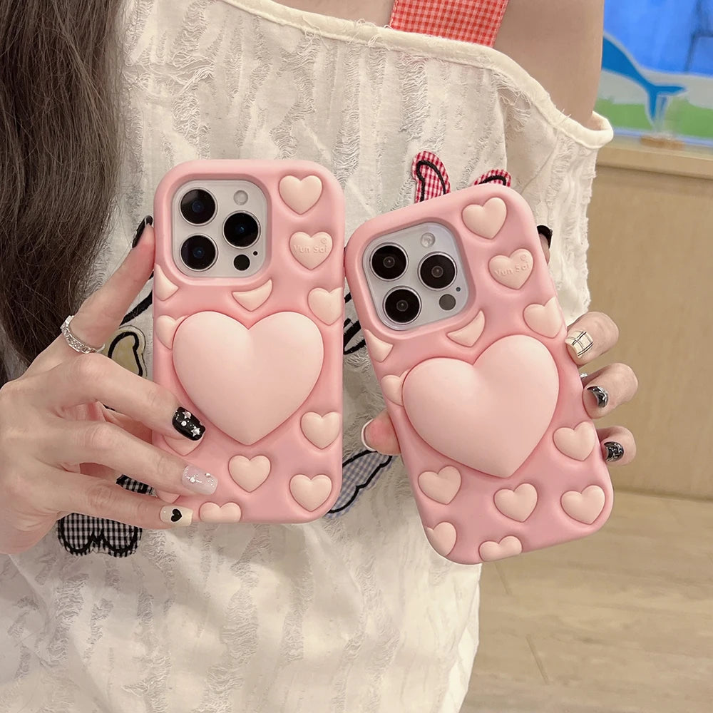 Kawaii Lovely Relieve Stress Phone Case For iPhone 16 15 14 13 12 Pro Max Cute 3D Shock Proof Soft Silicone Back Cover Capas