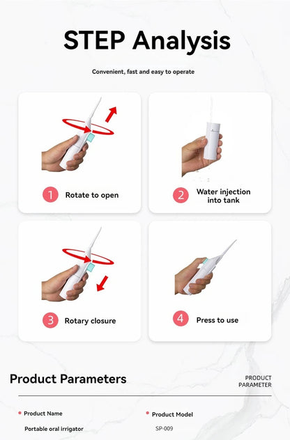 Household High Pressure Oral Irrigator Portable Teeth Clean Water Dental Floss Manual High Pressure Water Toothpick