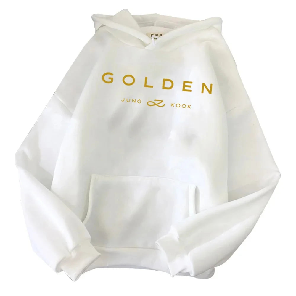 2024 Hot Jungkook Kpop Hoodie Vintage Sweatshirt Sudaderas Winter Warm Golden Album Merch Unisex Hoodies Man Woman