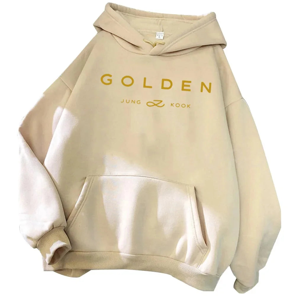 2024 Hot Jungkook Kpop Hoodie Vintage Sweatshirt Sudaderas Winter Warm Golden Album Merch Unisex Hoodies Man Woman