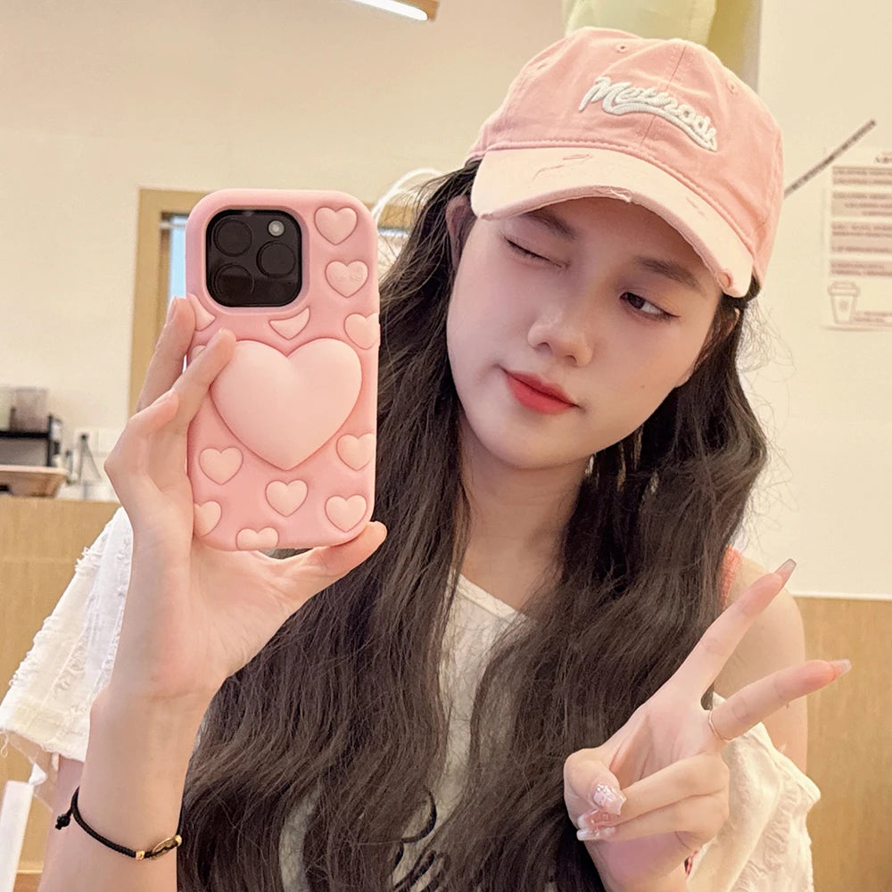 Kawaii Lovely Relieve Stress Phone Case For iPhone 16 15 14 13 12 Pro Max Cute 3D Shock Proof Soft Silicone Back Cover Capas